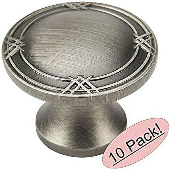 Cosmas 9462AS Antique Silver Cabinet Hardware Round Knob - 1-5/16" Diameter - 10 Pack