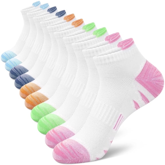 Loritta Womens Ankle Socks Athletic Running Low Cut Socks for Women Multicolor, 10 Pack