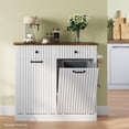 thumbnail image 2 of SELOOYE Double Tilt Out Trash Can Cabinet Hidden Kitchen Trash Can, 20 Gallons Freestanding Recycling Cabinet with Hideaway Drawers Pet Proof Trash Can for Kitchen Living Room, White, 2 of 7