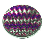 Compact Bling Beauty Cosmetics Make-Up Mirror - Purple/ Silver