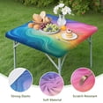 thumbnail image 4 of Rainbow Tie Dye Swirl Pattern Square Fitted Tablecloth with Elastic Edge,Square Table Cover,Washable Elastic Table Cover for Home Kitchen Party Decor 36"x36", 4 of 6
