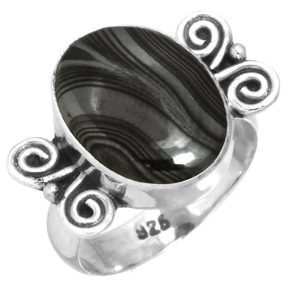 Crown Of Silver Psilomelane 925 Sterling Silver Women Ring