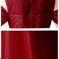 thumbnail image 4 of Girls Formal Tulle Princess Dress, Elegant Puffy Net Dress for Flower Girl Junior Bridesmaid, Wedding Birthday Party Special Occasion Gown Age 3Y-14Y Wine 120, 4 of 7