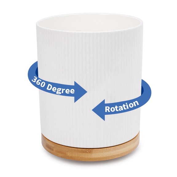 KSENDALO 360° Rotating Large Ceramic Utensil Holder(7.76" Tall ) for Spatulas, Ladles, Tongs, Baking Tools for Kitchen Counter , White