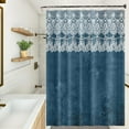 thumbnail image 3 of Shower Curtain 72 x 84 Inch Boho Damask Bathroom Decor Polyester Fabric White Damask Lace Pattern Blue Blurry Floral Print Bath Curtains Modern Fashion Design Set with Hooks, 3 of 6