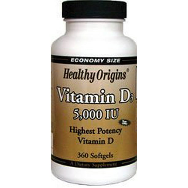 Healthy Origins Vitamin D3 5000 IU 360 Softgels