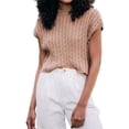 thumbnail image 2 of Crewneck Women Short Sleeved Casual Knit Sweater Cable Jumper, 2 of 3