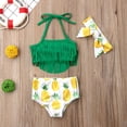 thumbnail image 2 of Ensemble Bikini 3 Pcs pour Filles Hauts à Franges + Bas d'Ananas + Bandeau, 2 of 8