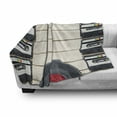 thumbnail image 3 of Indie Soft Flannel Fleece Throw Blanket, Top View of Audio Cassettes Gramophone Records Old School Retro Music Theme, Cozy Plush for Indoor and Outdoor Use, 50" x 60", Black White Cream, by Ambesonne, 3 of 6