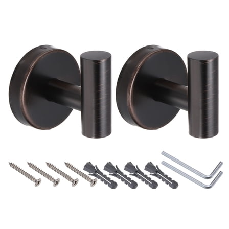 2pcs Bath Towel Hook, Stainless Steel Coat Hook Wall Mount Robe Hooks Hanging Coats, Bronze