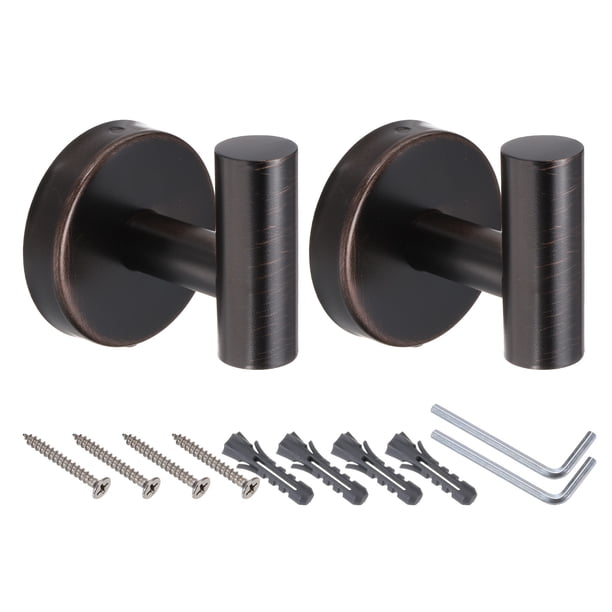 Gancho de toalla de baño de 2 piezas, gancho de abrigo de acero inoxidable montado en la pared, ganchos para colgar abrigos, bronce