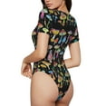 thumbnail image 3 of The Xecao Bright Mushrooms Women's Crew Neck Body Suit, a short-sleeved bodysuit and basic swimsuit, both comfort and style for dating and daily life, 3 of 9