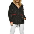 thumbnail image 2 of Out+About Women's Winter Coat Faux Fur Hood Windbreaker Draw String Two-Tone Anorak Jacket BLACK L, 2 of 5