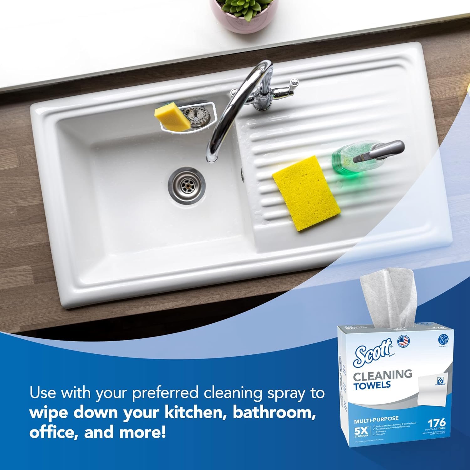 Scott Cleaning Towels 53892, White, 176 Towels/Box, 10 Boxes/Case, 1,760 Towels/Case