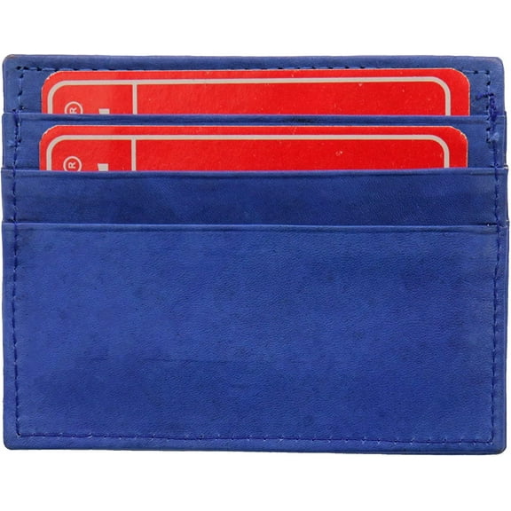 Genuine Lambskin Leather Wallet – 6-Slot Credit Card Holder, Blue