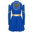 thumbnail image 4 of Sxiwei Womens Youthful Schoolgirl Costume Cold Shoulders Halloween Party Complete Cheerleading Royal Blue XL, 4 of 7