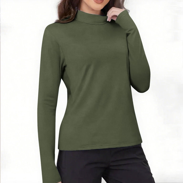 TAIPOVE Women's Ribbed Turtleneck Top - Slim Fit Long Sleeve Thermal Shirt For Layering