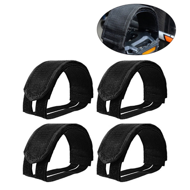 HOMEMAXS 4 Pcs Lightweight Bike Pedal Straps For Fixed Gear Bike (Black