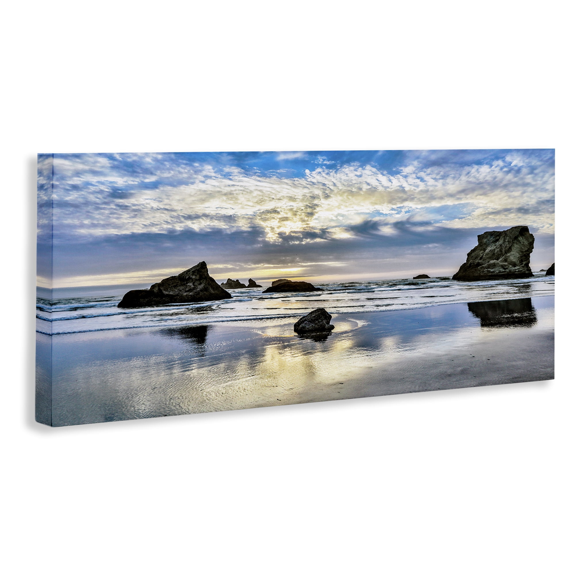 Stupell Industries Rocks Protruding on Beach Nautical & Beach Photography Wrapped Canvas Art Print Wall Art, 48 x 20