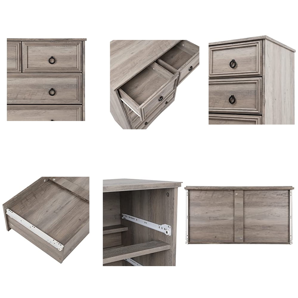Modern 6 Drawer Dresser, Tall Wood Chest of Drawers Dressers for Bedroom, Living Room, Gray