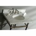 thumbnail image 4 of Kingston Brass KVPB30MB6 Templeton 30" Carrara Marble Vanity Top with Brass Legs (8-Inch, 3-Hole), Carrara Marble White/Polished Nickel, 4 of 8
