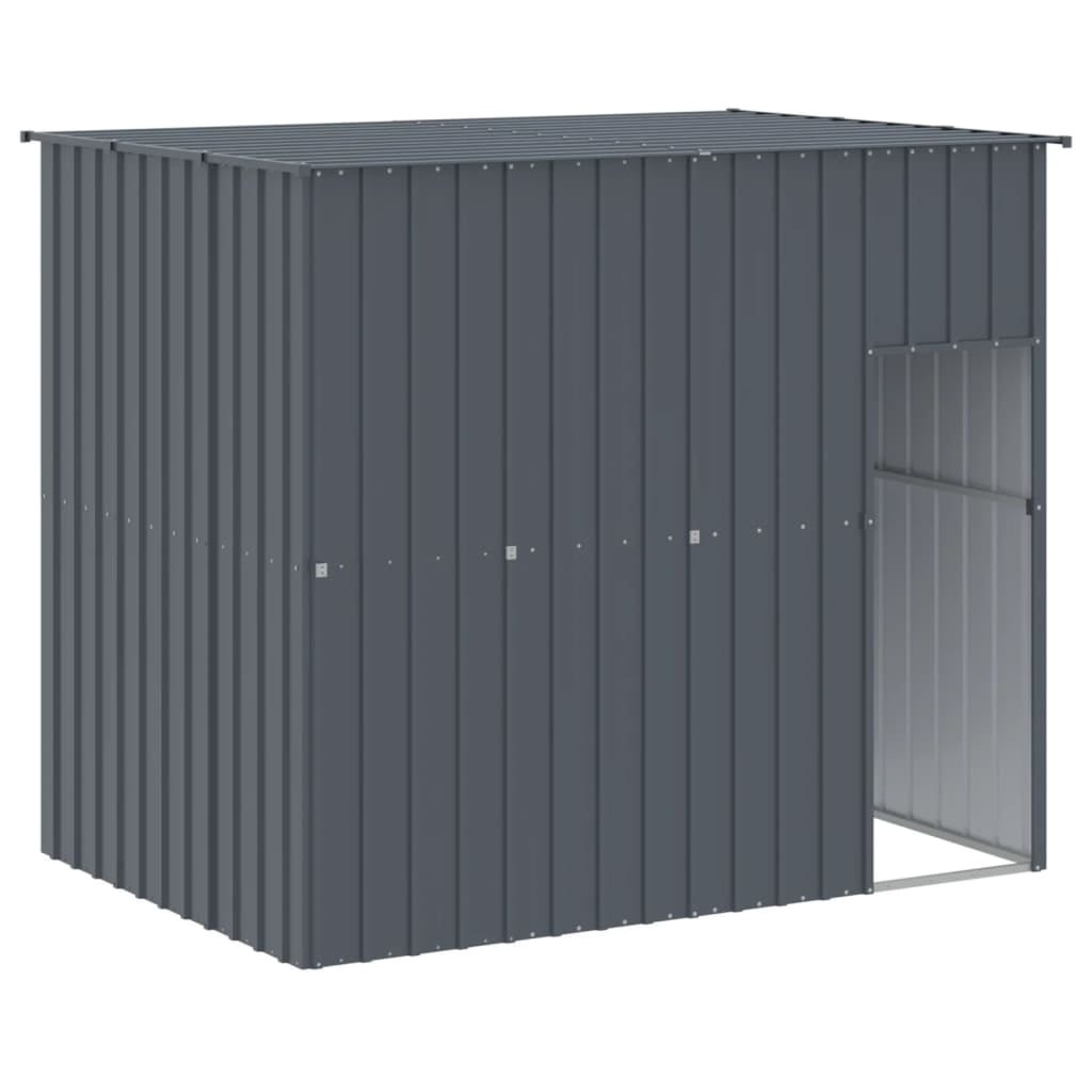 vidaXL Dog House with Run Anthracite 84.3"x260.2"x71.3" Galvanized Steel