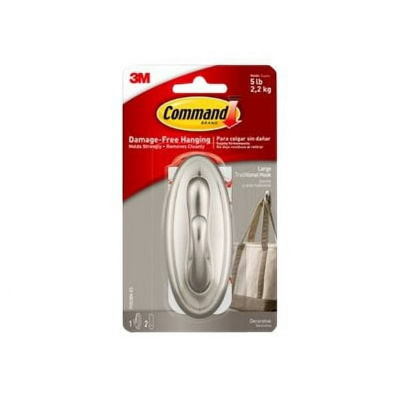 Command Large - Self-adhesive hook - brushed nickel