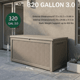 thumbnail image 4 of Decksplore 320 Gallon Extra Large Resin Deck Box, Soft Close Lockable Outdoor Storage, Tan, 4 of 10