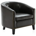 thumbnail image 6 of BELLEZE Modern Tub Barrel Faux Leather Accent Chair - Kyara (Brown), 6 of 7