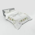 thumbnail image 3 of Dragonfly Duvet Cover Set, Vintage Retro Farm Life Inspired Moth Daisies Lilies Leaves Image, Bedding Set with Shams and Fitted Sheet, 3 Sizes, by Ambesonne, 3 of 3