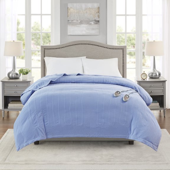 Beautyrest Electric Micro Fleece Heated Blanket, Blue, Twin