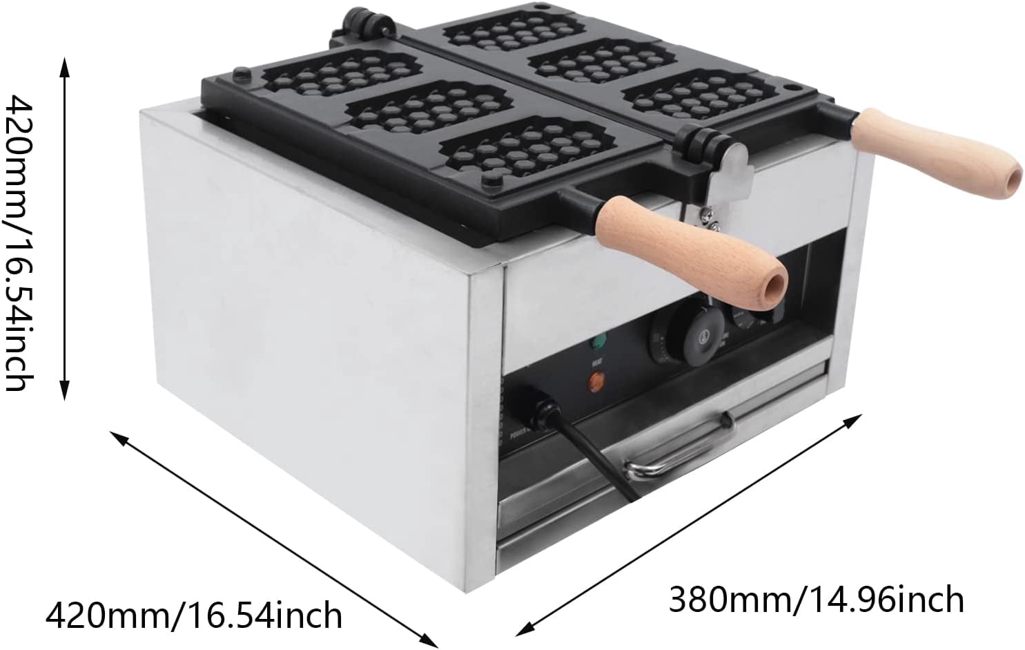 Miumaeov Waffle Maker Double-Sided Heating 1400W Commercial Honeycomb Shape Waffle Maker