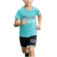 thumbnail image 2 of Spazoro Boys 2 Piece Athletic Outfit Sets, Short Sleeve Quick-Dry Breathable Summer Sports T-Shirt and Shorts Set for Kids Green Size 7-8, 2 of 7