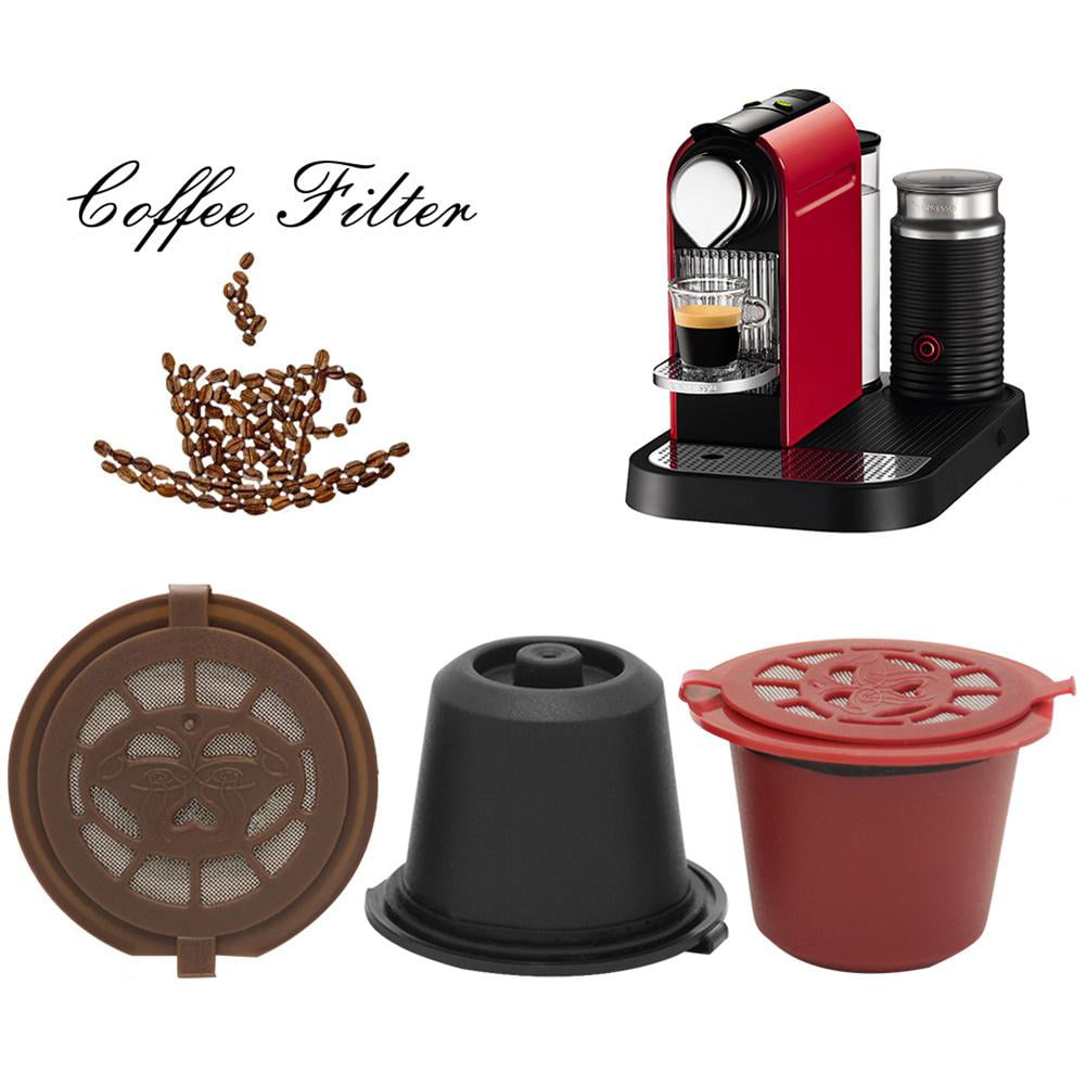 BW#A 3pcs Refillable Reusable Coffee Capsule Filters for Nespresso Machine 