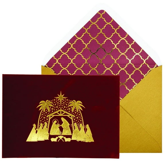 NIQUEA.D, Blue and Gold Nativity Christmas Card