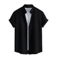 thumbnail image 2 of Coorders Men's Casual Button-Down Shirt with Short Sleeve, Breathable Comfort Fit Shirt for Men, Black, XXL, 2 of 7