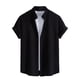 thumbnail image 2 of Playera Elvqul para Hombre Casuales Negro Manga Corta Liso Solapa Botones, 2 of 7