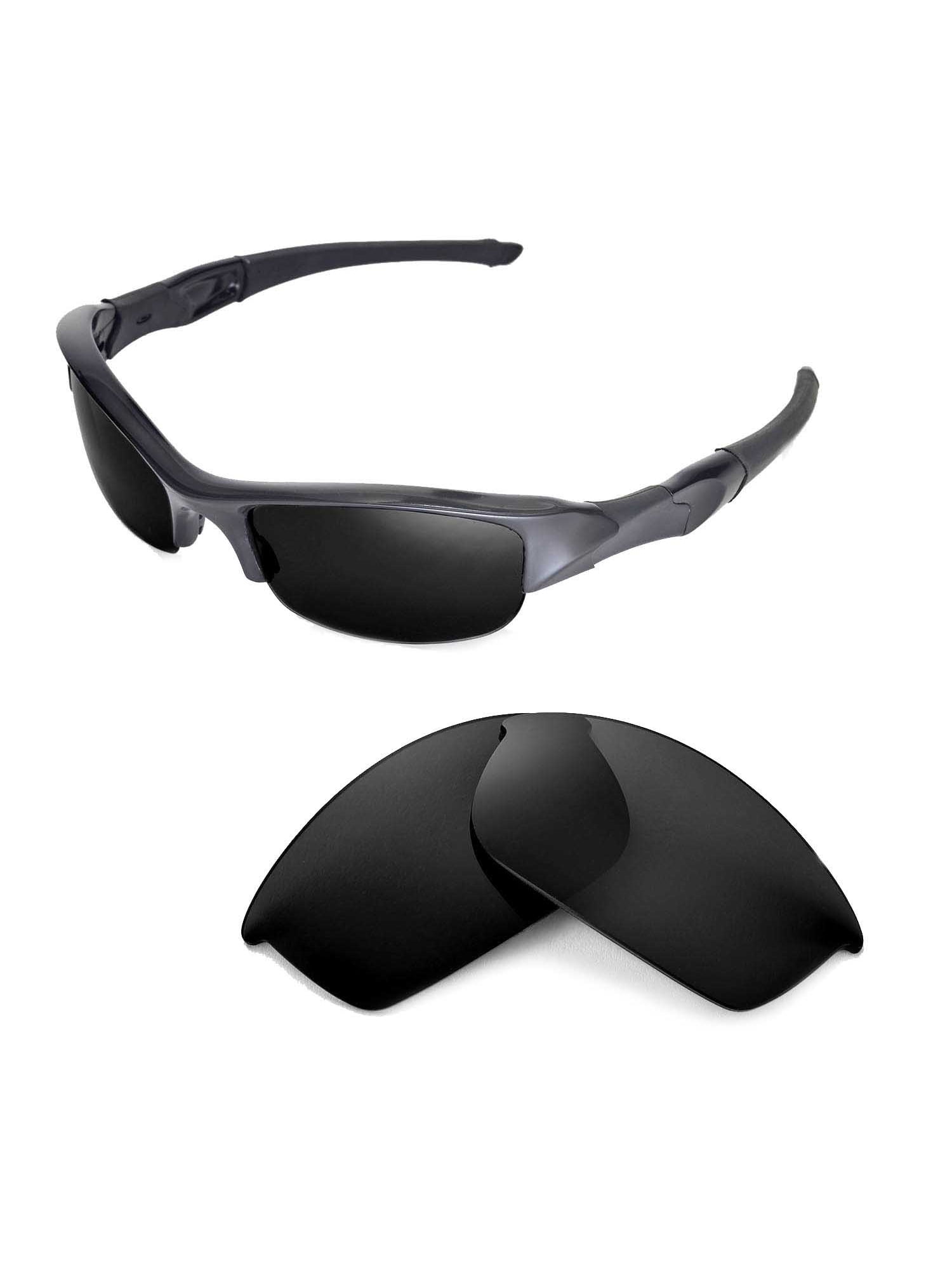 Walleva Black Polarized Replacement Lenses for Oakley Flak Jacket Sunglasses  