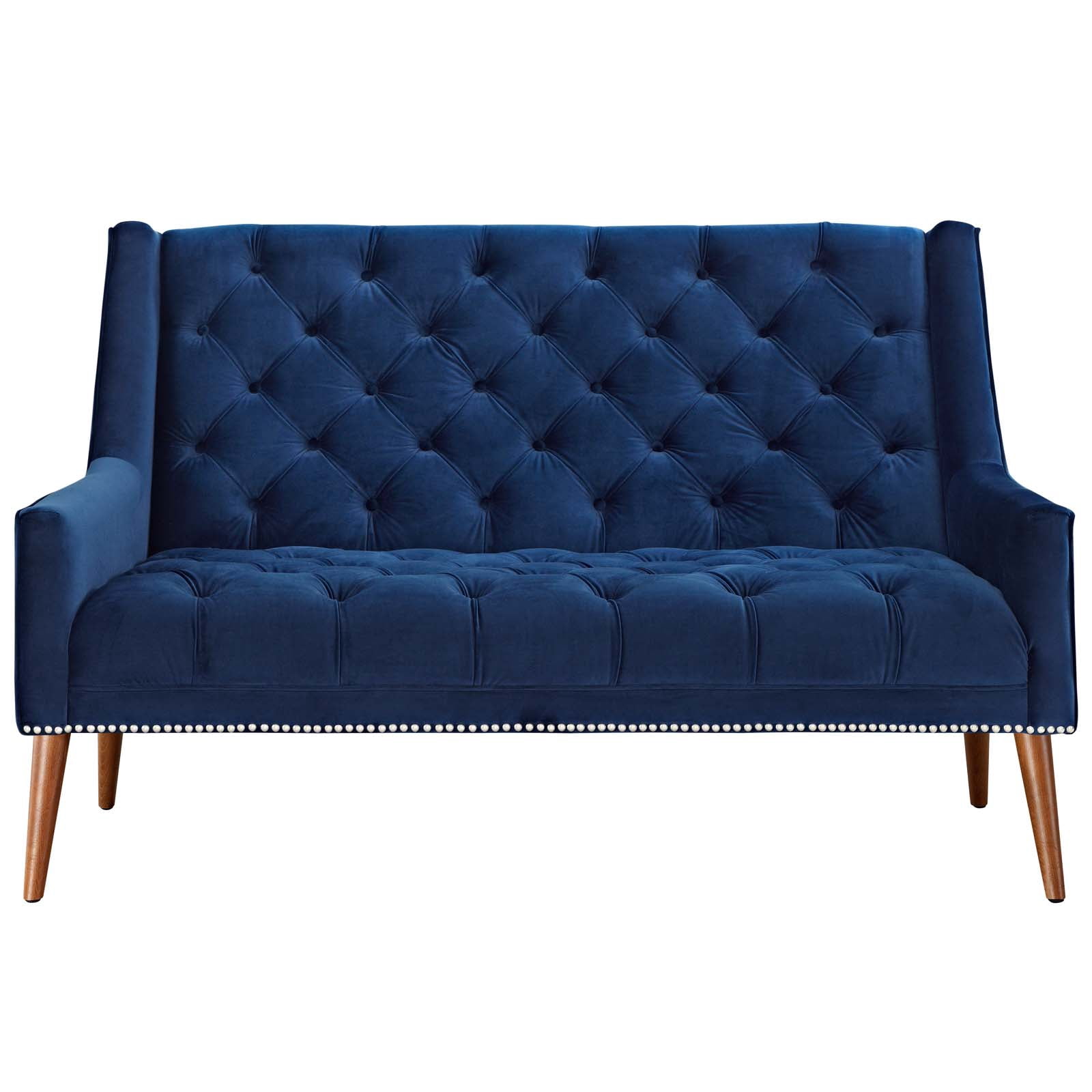 Modway Peruse Performance Velvet Loveseat in Navy