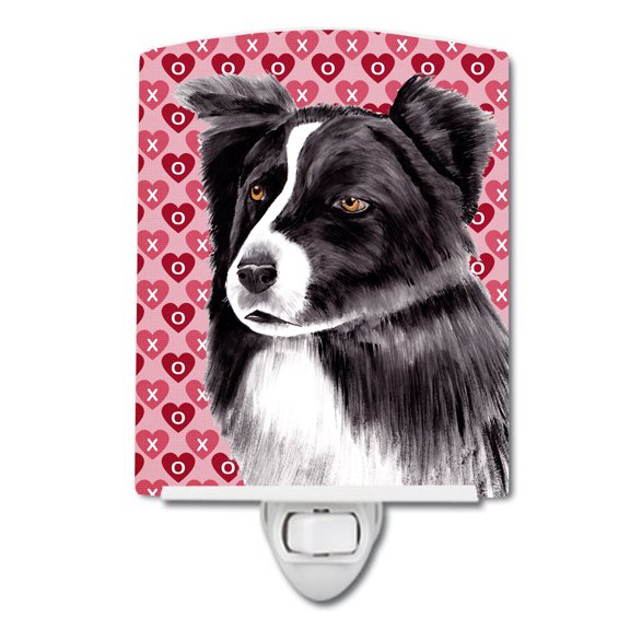 Caroline's Treasures SC9272CNL Border Collie Hearts Love and Valentine's Day Portrait Ceramic Night Light, 6x4x3",