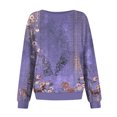 thumbnail image 4 of miqiqism Vintage Tops for Women Fall Exercise Pullover Blouses Juniors Comfy Long Sleeve Round Neck Shirts Casual Winter Ethnic Floral Tunic Sweatshirts,Purple,Medium, 4 of 6