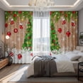 thumbnail image 2 of Christmas Tree Blackout Curtains for Bedroom/Living Room, Pinch Pleated Black Out Curtains, Xmas Red Balls Pine Branches Snowflakes New Year Room Darkening Window Drapes with Hooks 2 Panels, 39"x70", 2 of 8