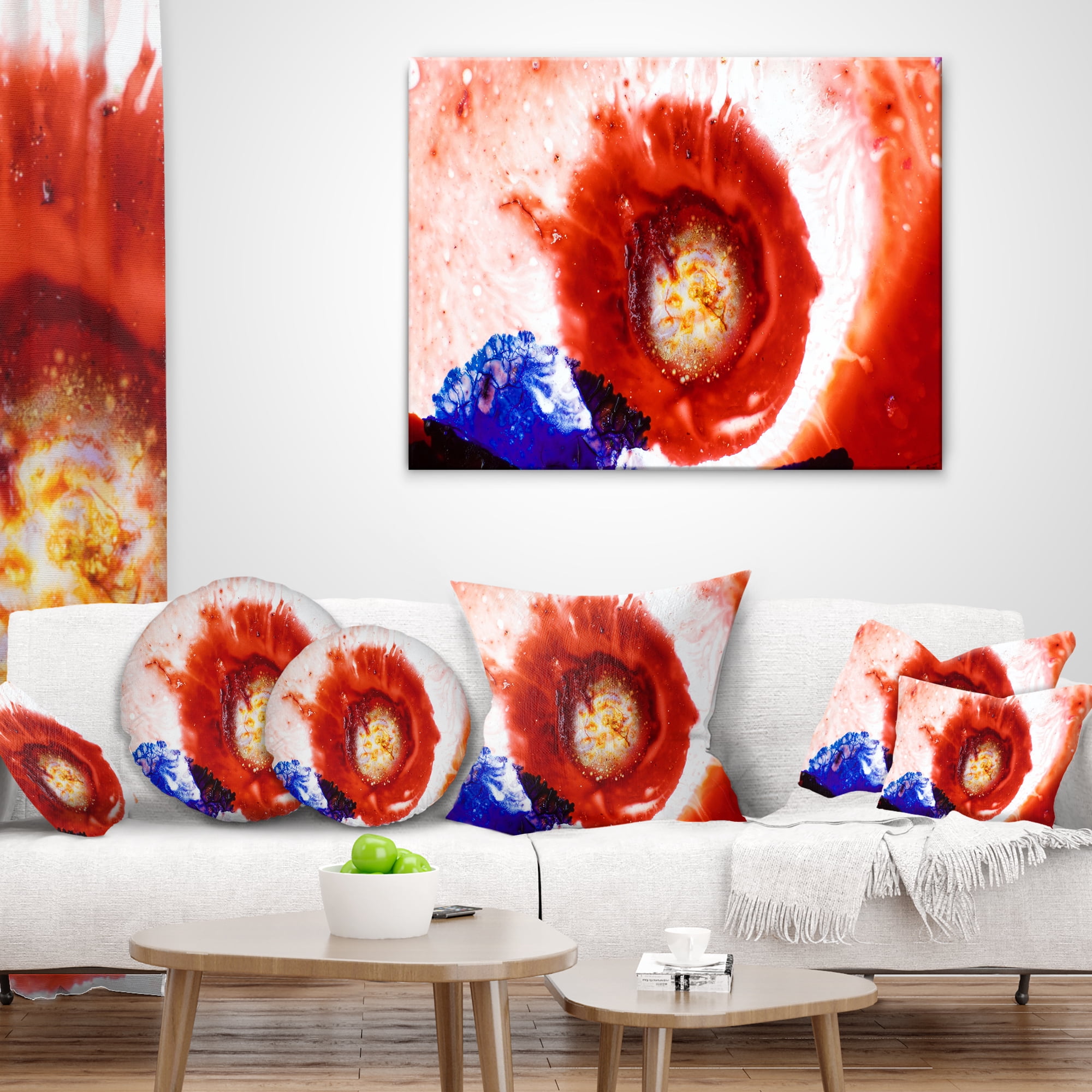 Designart Beautiful Curlicue of Paints - Abstract Throw Pillow - 12x20