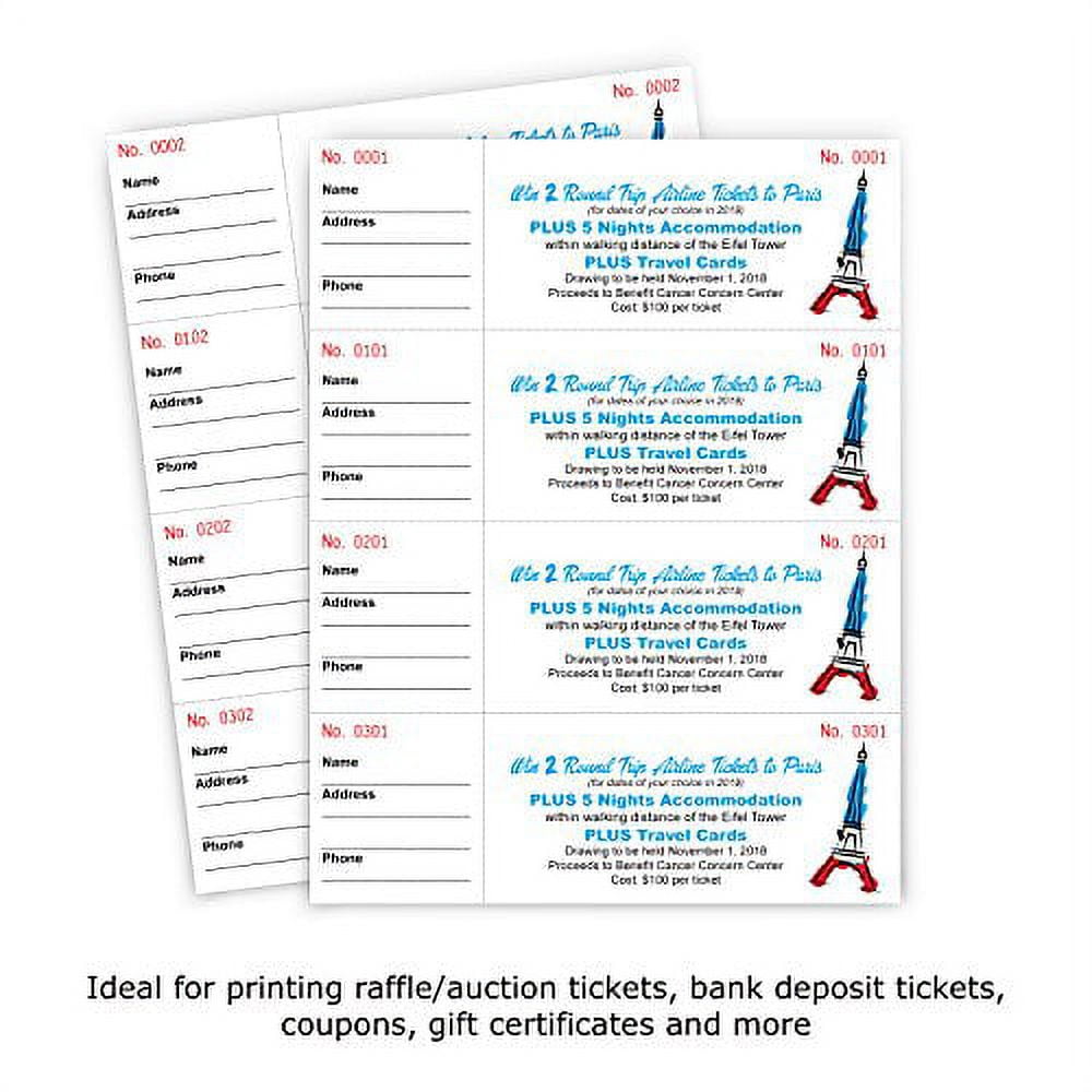 DocuGard Perforated Paper for Deposit Tickets, Raffle Tickets, and More, Tear-Away Stubs, 8.5 x 11, 24 lb, 4 Perfs, 2500 Sheets, White (04289)