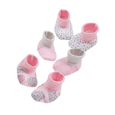 Knit Newborn Booties - Little Star Organic Newborn Baby Girl Booties, 3-pack