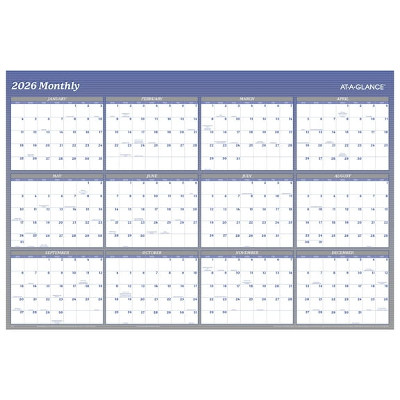 AT-A-GLANCE 2026 Vertical Horizontal Reversible Erasable Yearly Wall Calendar