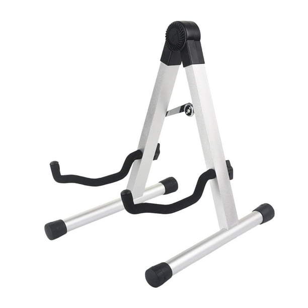 Soporte plegable para guitarra, soporte con brazos de espuma, universal y portátil tipo A. Aluminio Plata