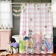 thumbnail image 6 of Shower Curtain, Easter Rabbit Eggs Wildflowers Waterproof Shower Curtain Set with Hooks for Bathroom Showers,Stalls and Bathtubs,54x78In Pink White Plaid, 6 of 9