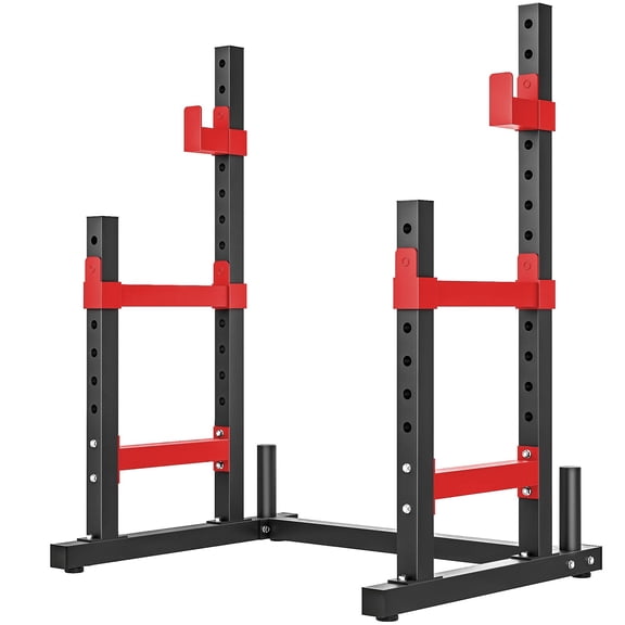 Heavy Duty Adjustable Squat Rack, 660lb Capacity Power Cage for Home Gym Strength Training & Bench Press, Red