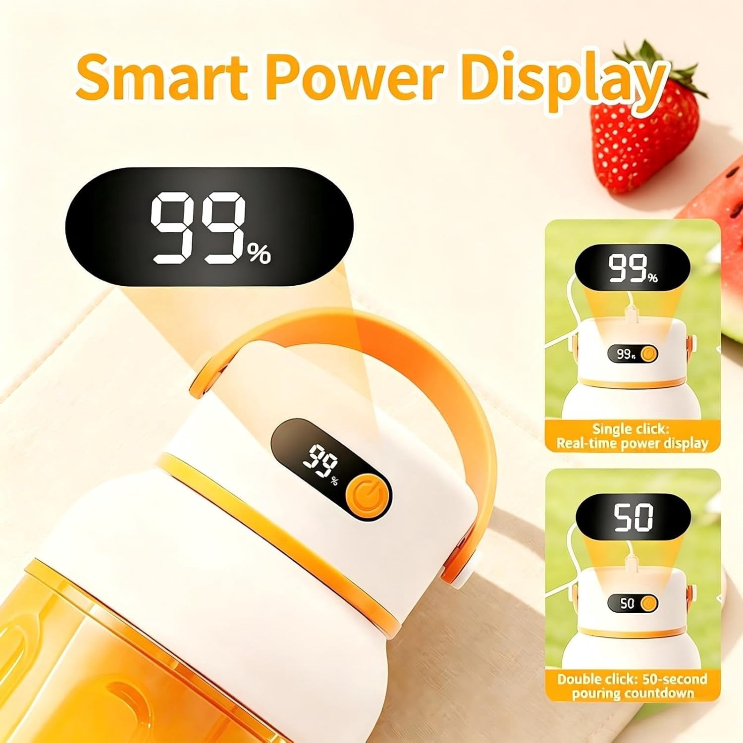 Portable Electric Juicer Cup with Zero Cord Hassle,Wireless Personal Juicer Cup USB Rechargeable Blender,Leakproof Lid,40 Seconds,for Shakes and Smoothies(1000ML)